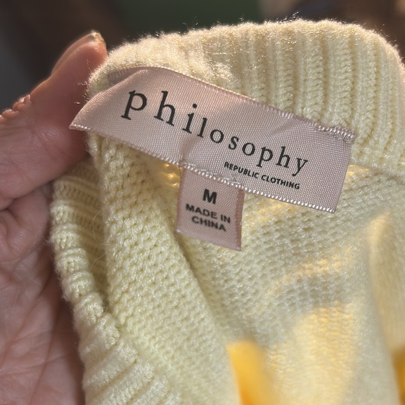 Philosophy Preppy Yellow Tonal Striped Crew Neck Soft Knit Sweater Women’s Sz M - Picture 12 of 16